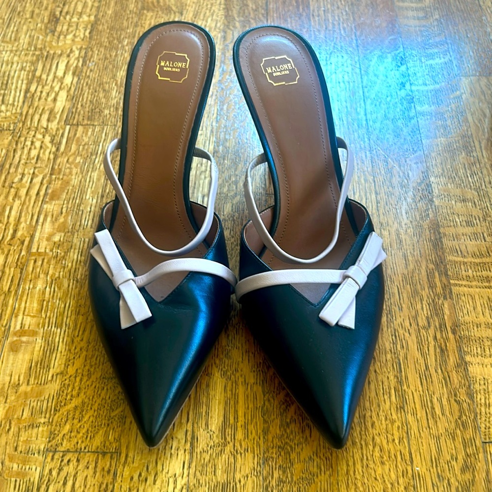 Malone Souliers heeled mules worn once